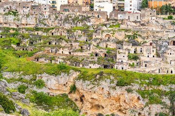 View of the ancient town of Matera, Sassi di Matera in Basilicata, southern Italy