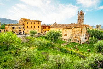 Fototapeta premium View of Monteriggioni, Tuscany medieval town on the hill.
