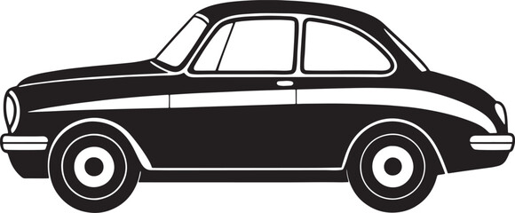 illustration of a retro car illustration black and white