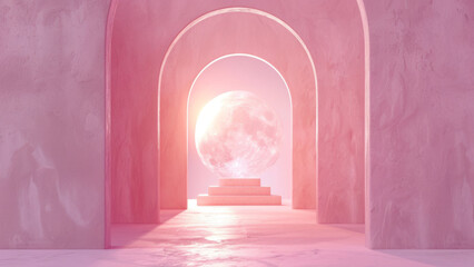 Dreamy Moonlit Archway in the Clouds