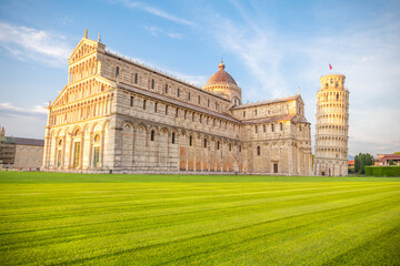 Pisa Cathedral and the Leaning Tower in Pisa, Italy.