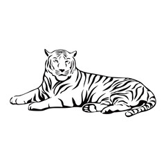 tiger silhouette design. wild animal sign and symbol.