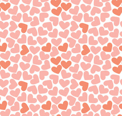 Vector seamless pattern with pink hearts. Abstract background in pastel colors	