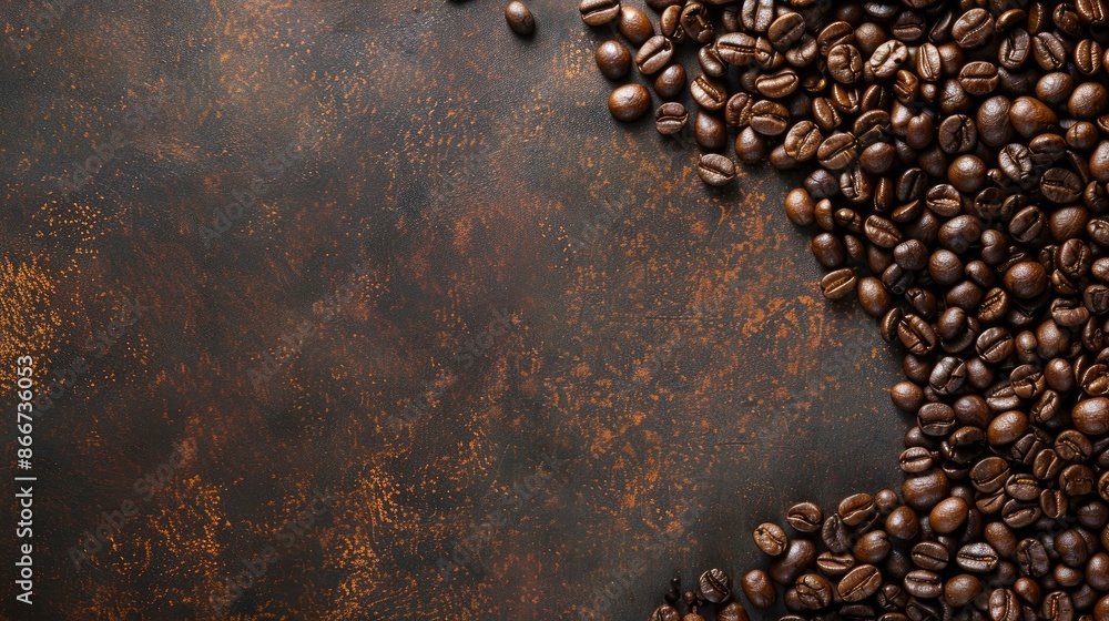 Poster coffee beans roasted displayed on table with space for text