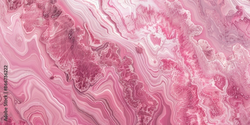 Poster A close-up view of a pink marble surface with intricate patterns and veining