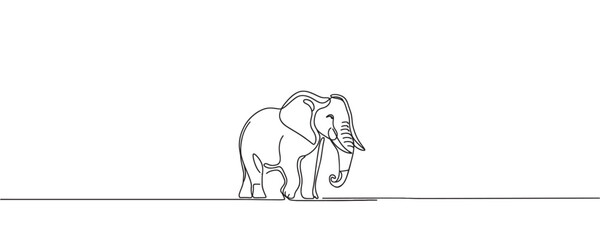elephant one line. Vector illustration