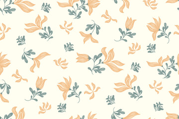 Vintage boho Floral pattern seamless watercolour style paisley embroidery textured with ditsy motifs. Traditional flower Ikat pattern seamless vector illustration design .