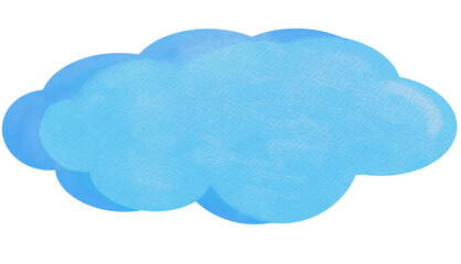 Pastel blue sky cloud watercolor cartoon digital speech blob bubble isolated Element illustration