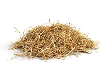 A stack of hay on a clean and simple white background