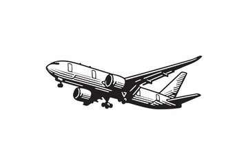 Plane vector silhouette black and white design