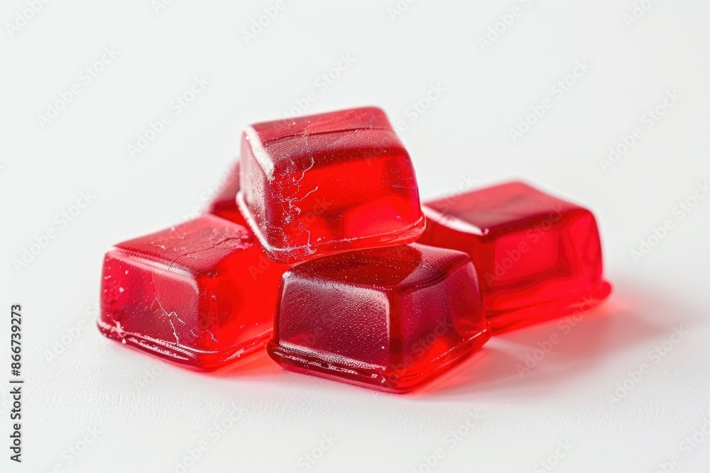 Poster Three transparent ice cubes stacked on top of each other, with a clear background