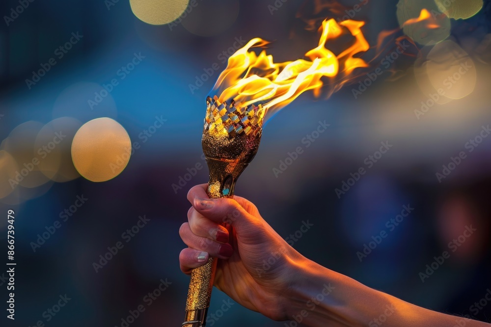 Poster a person holding a torch for light in the dark