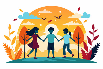 Happy Friendship Day vector silhouette on a white background. 