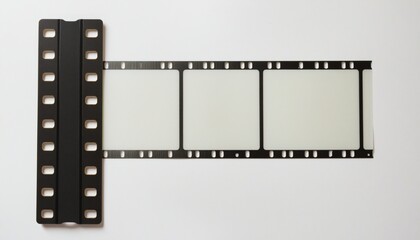 Vintage filmstrip with scratches and dirt, isolated on a white background