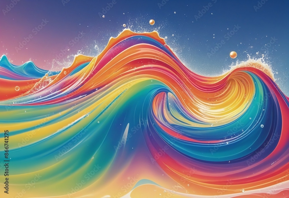 Poster vibrant abstract wave design with sparkling flowing background