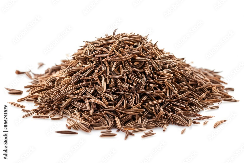 Poster a collection of brown seeds sitting on a white background, perfect for use in presentations or as a 