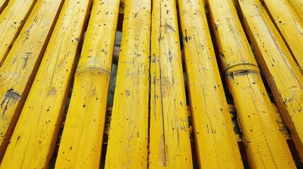 A close-up view of a group of yellow poles