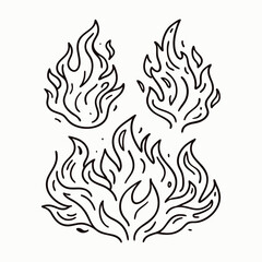 Hand drawn fire outline vector illustration (7)