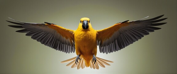 Obraz premium Vibrant Canary Bird Soaring Through a Colourful Digital World
