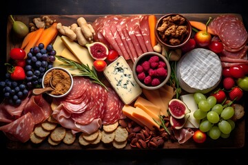 Delicious 8K image of a colorful and savory Mediterranean mezze dish with stuffed grape leaves, olives, pita bread, falafel, and hummus.