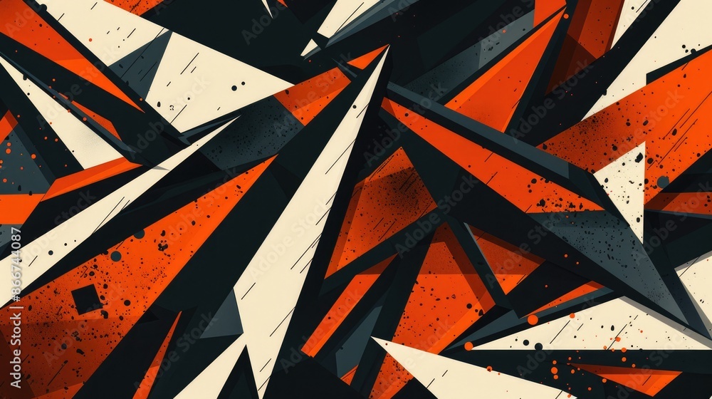 Poster modern design: a complex geometric pattern with bold lines and angles, forming an eye-catching and d