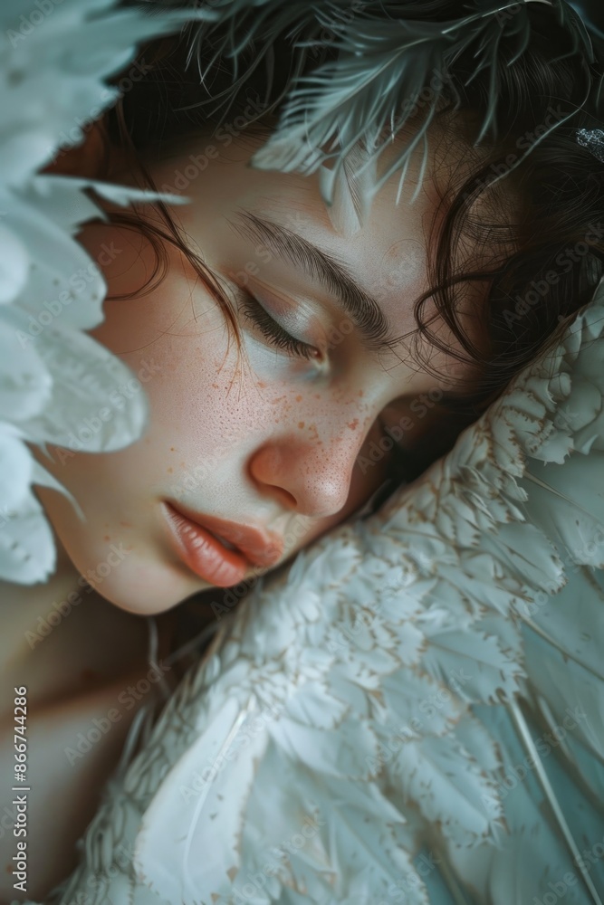 Canvas Prints A person sleeping peacefully on a bed