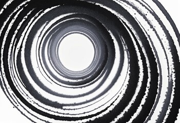 Obraz premium Abstract black paint strokes on white background with a spiral design, isolated photo with clipping path