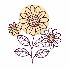 Hand drawn flat design simple sunflower outline (14)