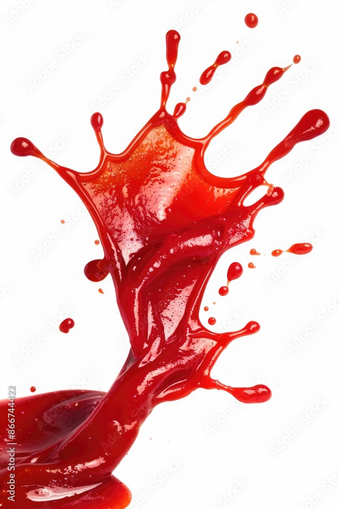 Poster a droplet of bright red liquid sits on a clean white surface, perfect for representing caution or wa