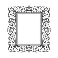 retro photo frame in one line style. vector illustration.