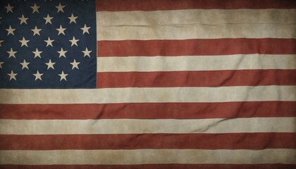 US flag symbolizing historical pride and patriotism, aged by time and deterioration