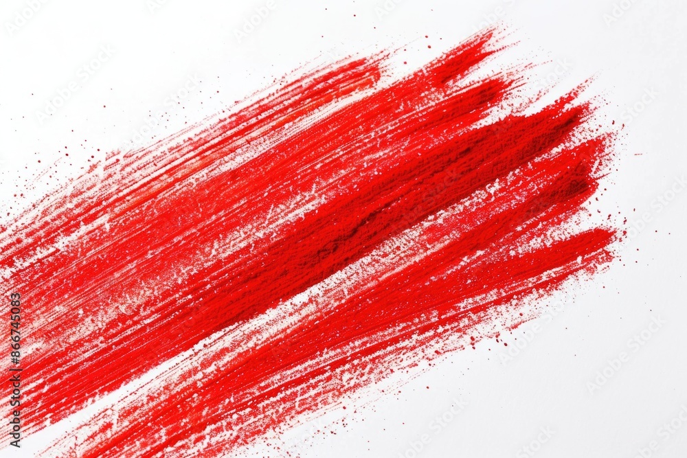 Poster a close-up view of a single red brush stroke on a white background, ideal for illustrations or desig