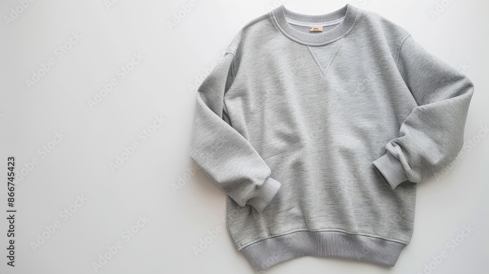 Poster gray sweatshirt on white background with empty space for mock up