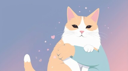 A charming illustration of a cat, its body filled with hearts, in honor of Hug Your Cat Day.