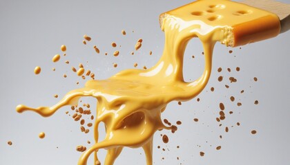 Cheesy Cheddar Explosion: A Yellow Cheese Splash with a Cut-out Pathway