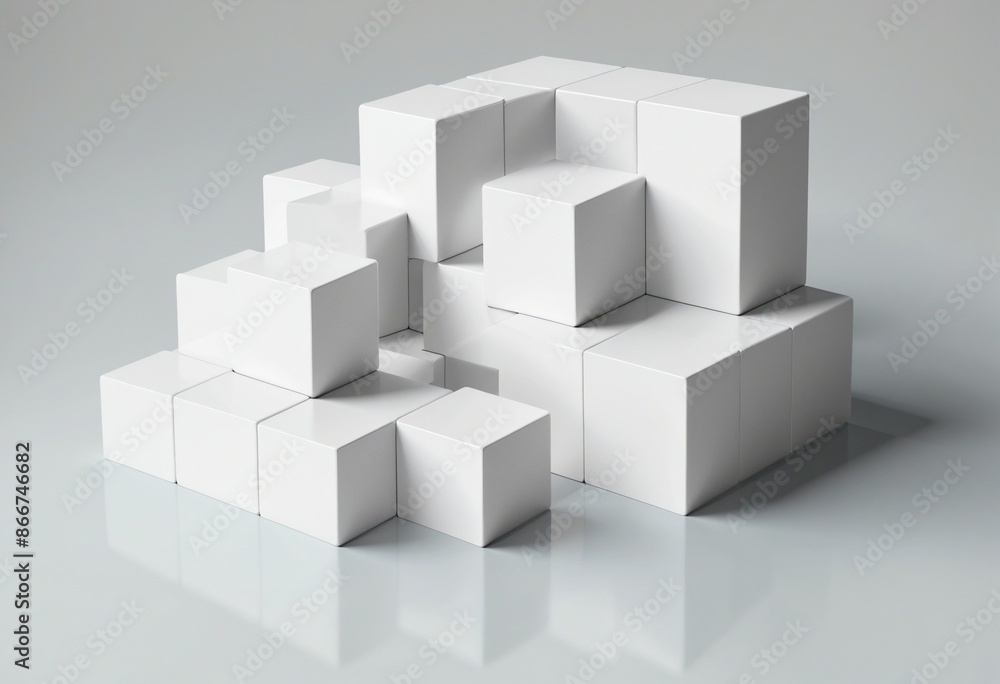 Poster modern 3d render of geometric structure with white cubes: a conceptual design for business