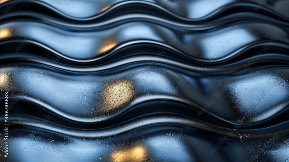 Poster close-up glass window with wavy pattern on outer surface and light illuminating inner surface
