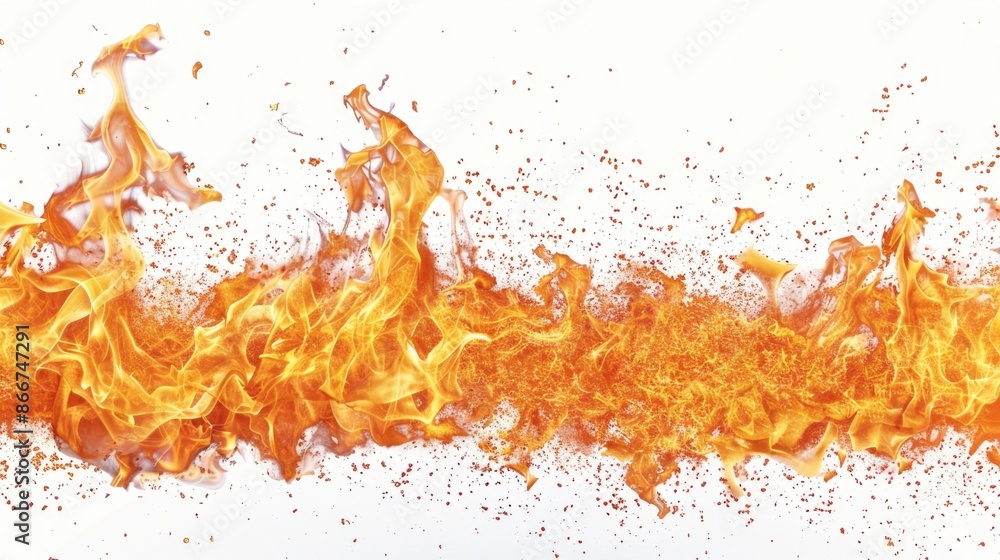 Canvas Prints A close-up view of a burning flame on a white background