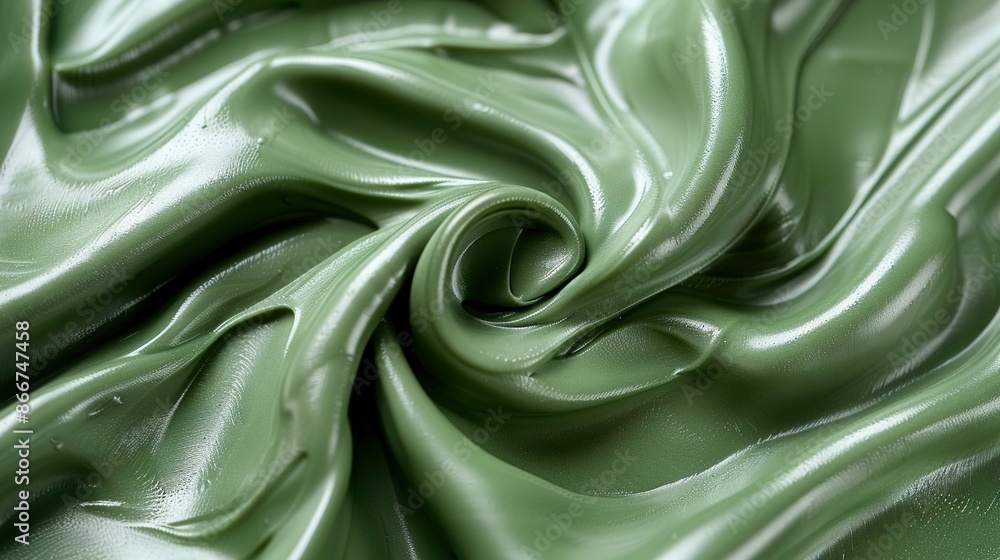 Poster a high-resolution image of a green fabric displaying a complex wavy pattern at both its upper and lo