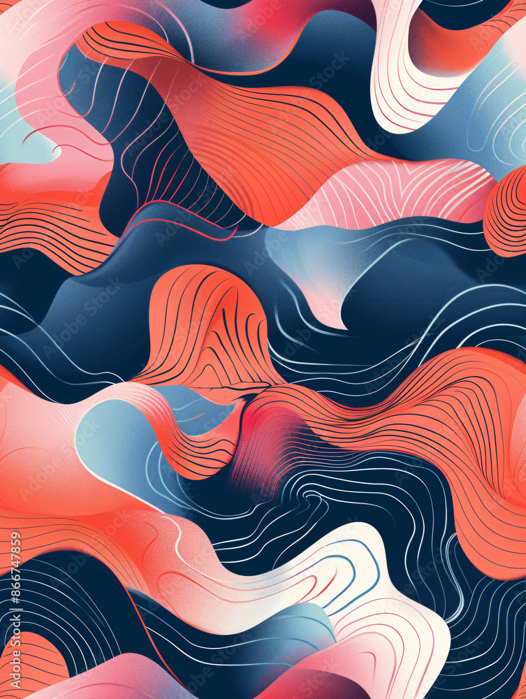 Poster modern abstract background with wavy lines forming an organic pattern
