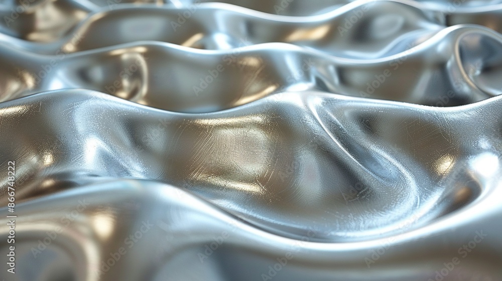 Poster   Close-up of polished metal surface with undulating pattern on top and bottom
