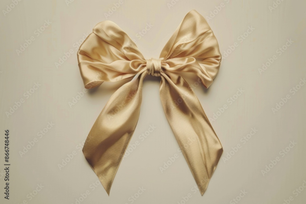 Aufkleber a single gold bow resting on a clean white surface