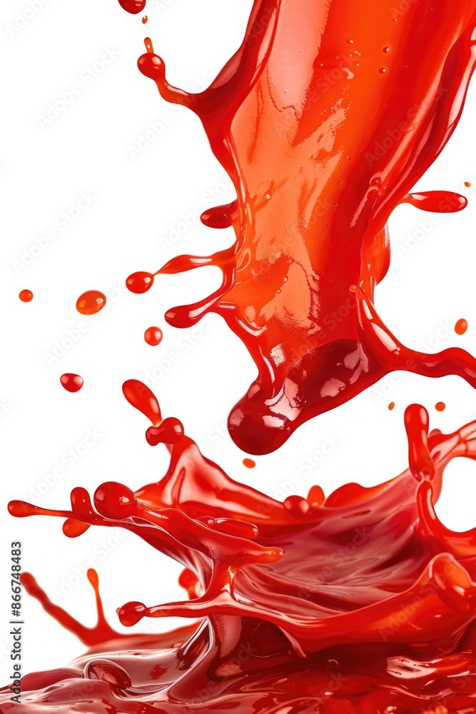 Poster a close-up shot of a red liquid splashing over a white surface