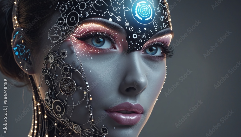 Poster exploring the intersection of artificial intelligence and identity through a three-dimensional cyber