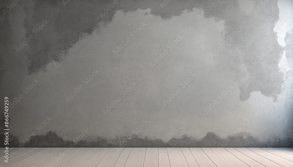 Aufkleber abstract black stucco pattern on an empty grey room with textured concrete flooring and shadowed lea