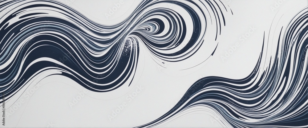 Poster flowing curves: abstract stripe design with ink waves