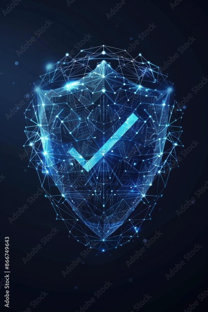 Aufkleber a simple icon featuring a blue shield with a tick symbol on it, suitable for use in various contexts
