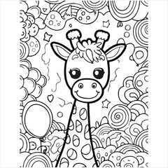Naklejka premium Cute Animal coloring book With kdp