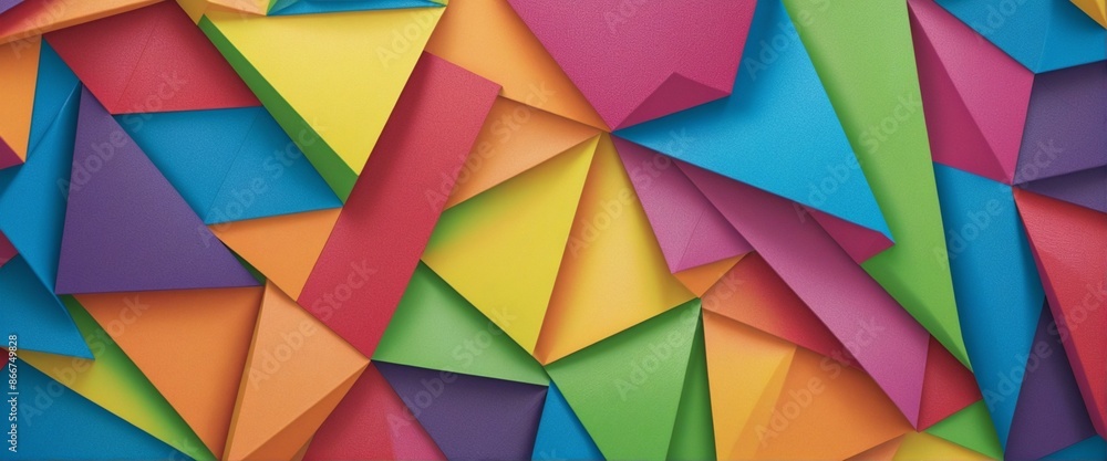 Poster colorful geometric triangular pattern wallpaper for web design with abstract 3d triangle shapes crea