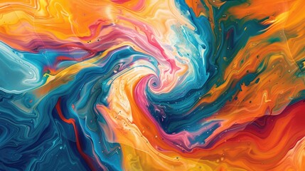 Swirling energy: Eye-catching modern abstract art featuring a colorful liquid swirl technique, capturing vibrant and bold patterns